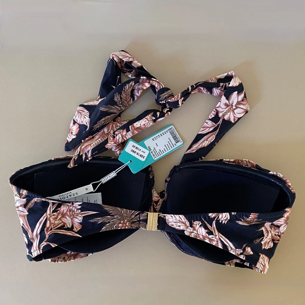 SEAFOLLY Castaway Halter Bikini Top US12 & medium sized US6 Twist-Band Hipster